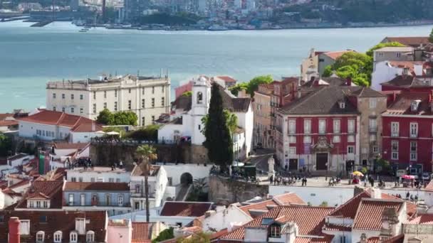 4 k timelapse της Λισαβόνας στον τελευταίο όροφο από Σάο Βισέντε de για μια εκκλησία στην Πορτογαλία - Uhd — Αρχείο Βίντεο