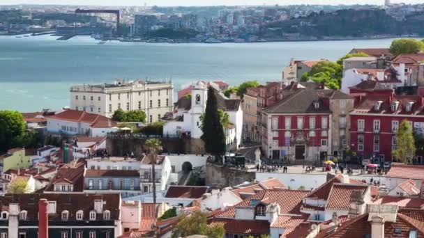 4K timelapse de Lisboa azotea de Sao Vicente de fora iglesia en Portugal - UHD — Vídeos de Stock