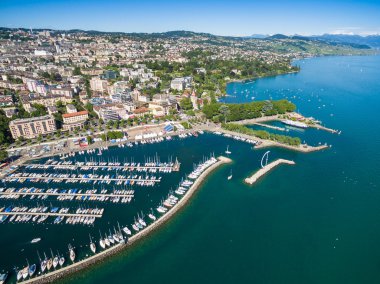 Lozan, İsviçre sıksam Waterfront havadan görünümü