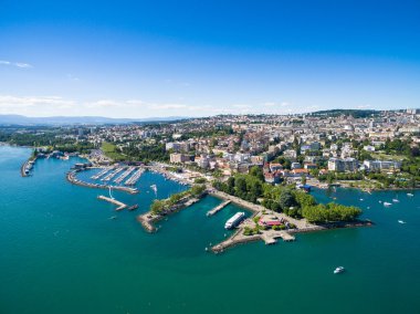 Aerial view of Ouchy waterfront in  Lausanne, Switzerland clipart