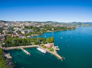 Lozan, İsviçre sıksam Waterfront havadan görünümü