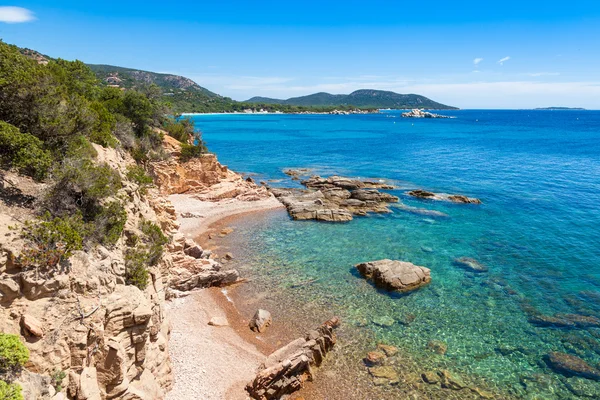 Strand van Palombaggia in Corsica Eiland in Frankrijk — Stockfoto