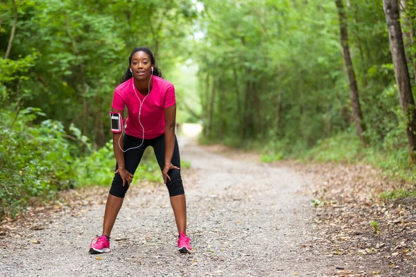 Retrato Mujer Afroamericana Corredora Fitness Personas Estilo Vida Saludable — Foto de Stock