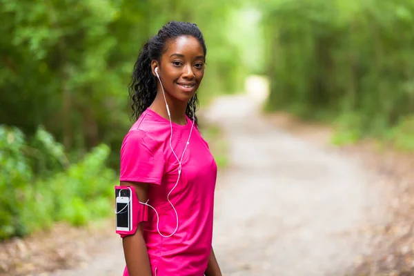 Afrikaans Amerikaanse Vrouw Jogger Portret Fitness Mensen Een Gezonde Levensstijl — Stockfoto