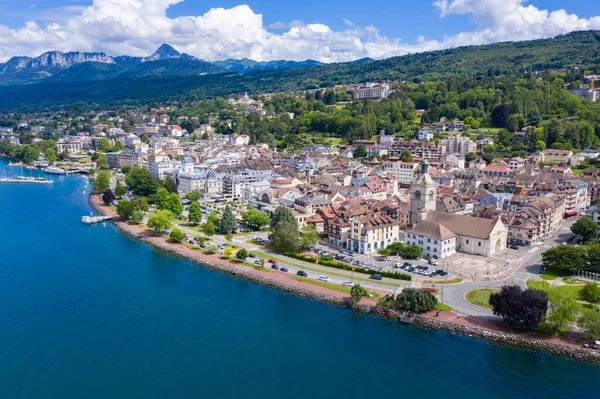 Widok Lotu Ptaka Miasto Evian Evian Les Bains Haute Savoie — Zdjęcie stockowe