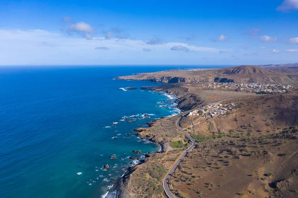 Vista Aérea Costa Selvagem Perto Calheta São Miguel Ilha Santiago — Fotografia de Stock