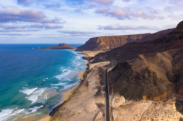 Aerial View Mindelo Coastline Beach Sao Vicente Island Cape Verde — Stock Photo, Image