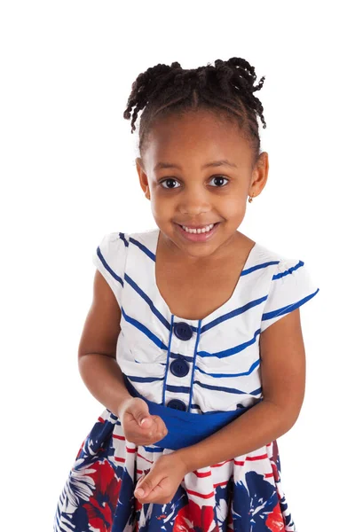 Портрет Милой Маленькой Африканской Девочки Изолированной Белом Фоне — стоковое фото