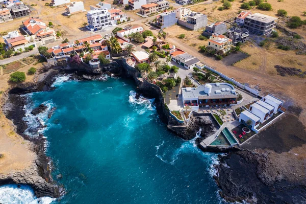 Flygfoto Över Tarrafals Kust Ponta Atum Santiago Kap Verde Cabo — Stockfoto