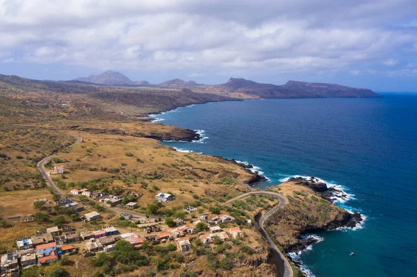 Vista Aérea Costa Salvaje Cerca Calheta Sao Miguel Isla Santiago — Foto de Stock