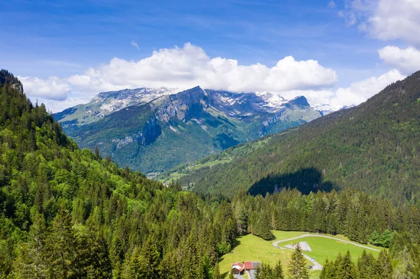 Letecký Pohled Vodopády Cascade Rouget Sixt Fer Cheval Haute Savoie — Stock fotografie