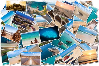 Yığınla Cape Verde manzara kolaj montajı, Santiago, Sal, Boavista, Sao vicente