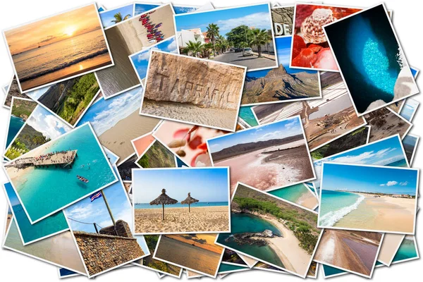 Montaje Collage Fotos Paisaje Cabo Verde Santiago Sal Boavista Sao — Foto de Stock