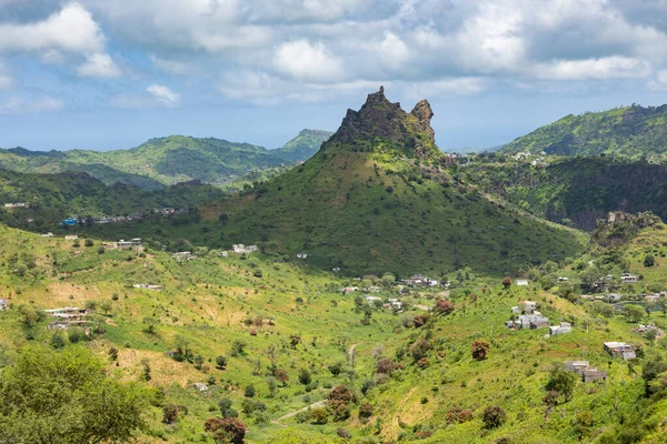 Paysage Montagneux Verdoyant Île Santiago Saison Des Pluies Cap Vert — Photo