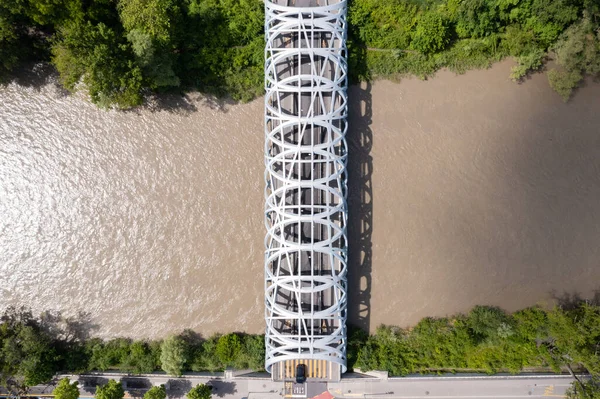 Cenevre Cenevre Yakınlarındaki Hans Wilsdorf Köprüsünün Hava Manzarası — Stok fotoğraf