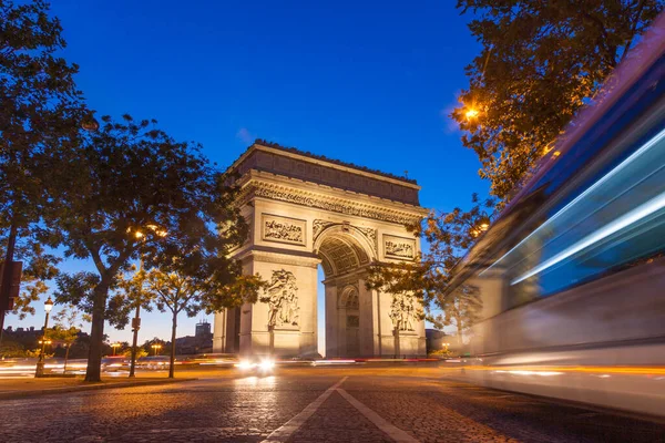 Ночной Вид Триумфальной Арки Париже Франция — стоковое фото