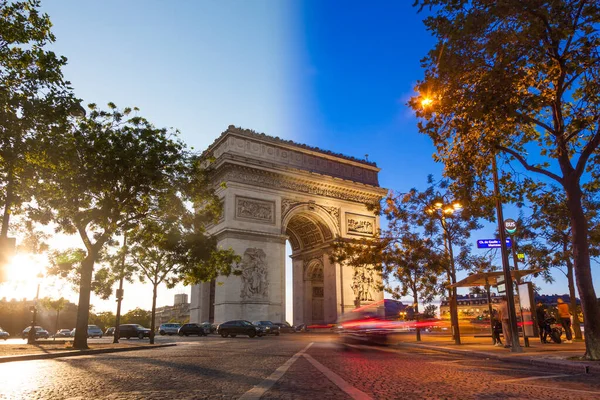 Vue Nuit Arc Triomphe Arc Triomphe Paris France — Photo