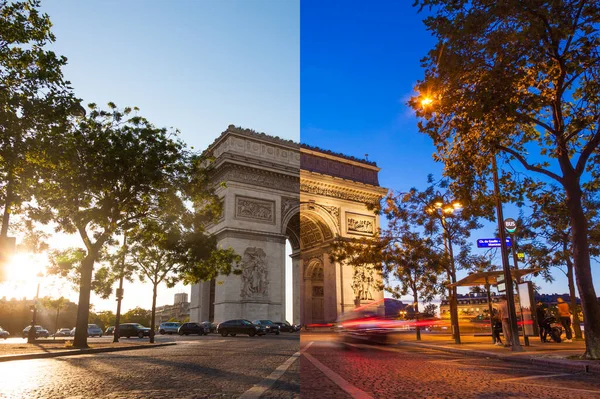 凱旋門の夜景 Triumphal Arc Paris France — ストック写真