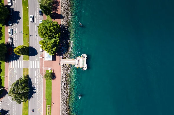 Luchtfoto Van Evian Evian Les Bains Stad Haute Savoie Frankrijk — Stockfoto