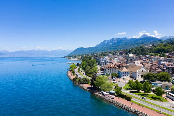 Αεροφωτογραφία Της Πόλης Evian Evian Les Bains Στο Haute Savoie — Φωτογραφία Αρχείου