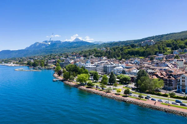 Flygfoto Över Evian Evian Les Bains Stad Haute Savoie Frankrike — Stockfoto