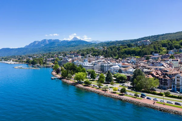 Letecký Pohled Město Evian Evian Les Bains Haute Savoie Francii — Stock fotografie