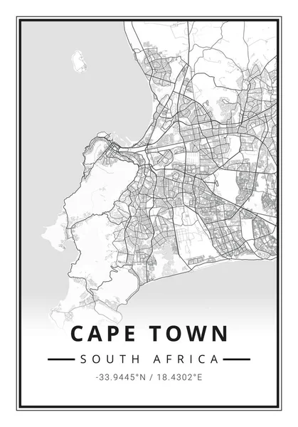 南アフリカ共和国ケープタウン市の通り地図アート アフリカ — ストック写真