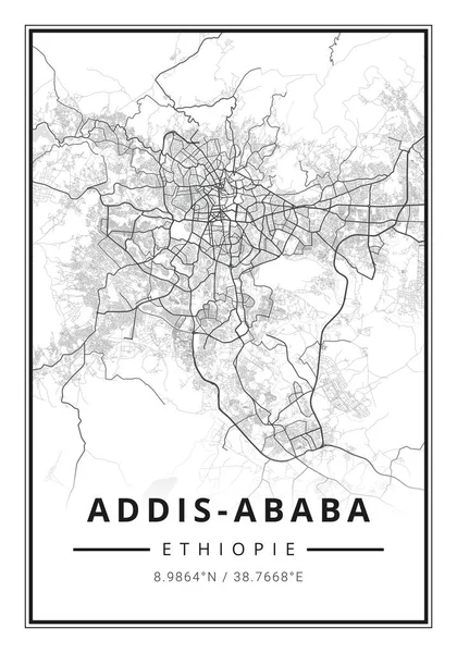 Mapa Ruas Arte Adis Abeba Cidade Etiópia África — Fotografia de Stock