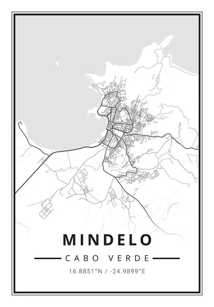 Οδικός Χάρτης Της Πόλης Mindelo Στο Πράσινο Ακρωτήριο Αφρική — Φωτογραφία Αρχείου