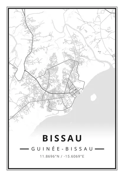 Miejska Mapa Miasta Bissau Gwinea Bissau Afryka — Zdjęcie stockowe