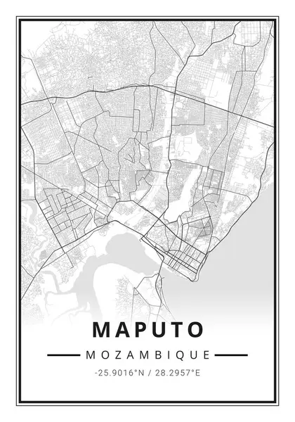 Miejska Mapa Miasta Maputo Mozambik Afryka — Zdjęcie stockowe