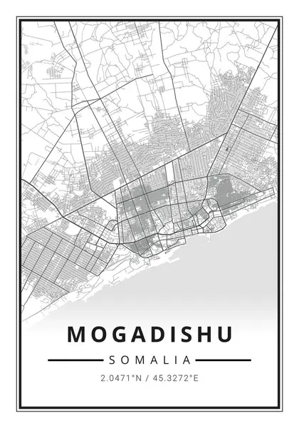 Mapa Ruas Arte Cidade Mogadíscio Somália África — Fotografia de Stock