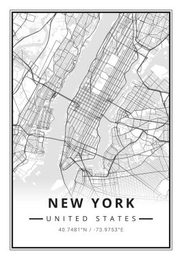 ABD 'nin New York şehrinin sokak haritası - ABD