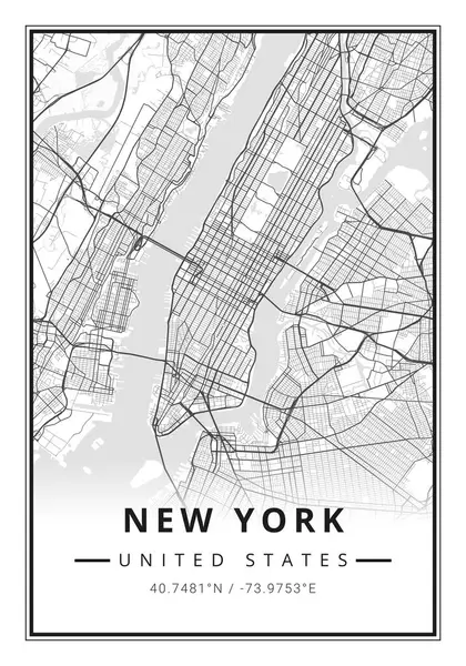 Stadtplan Kunst Von New York City Vereinigte Staaten Usa — Stockfoto