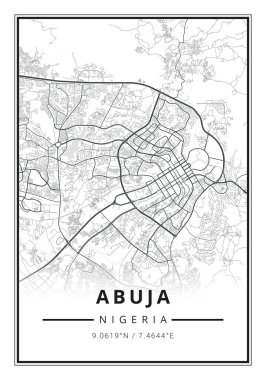 Nijerya 'daki Abuja şehrinin sokak haritası