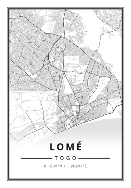 Mapa Ruas Arte Cidade Lom Togo África — Fotografia de Stock