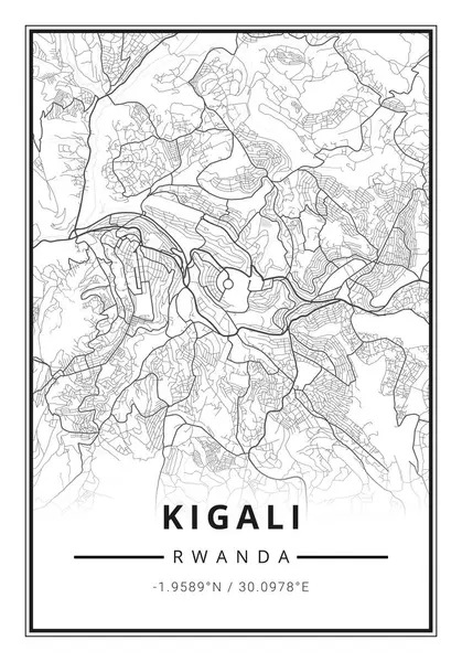 Οδικός Χάρτης Της Πόλης Kigali Στη Ρουάντα Αφρική — Φωτογραφία Αρχείου