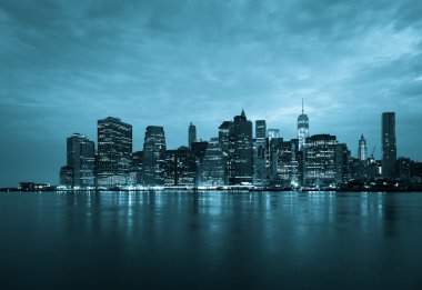New York - Panoramic view  of Manhattan Skyline by night clipart