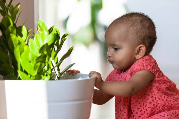 Retrato de una niña afroamericana sonriendo - Negro — Foto de Stock