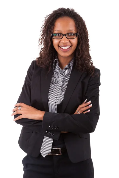 Mujer de negocios afroamericana sonriente — Foto de Stock