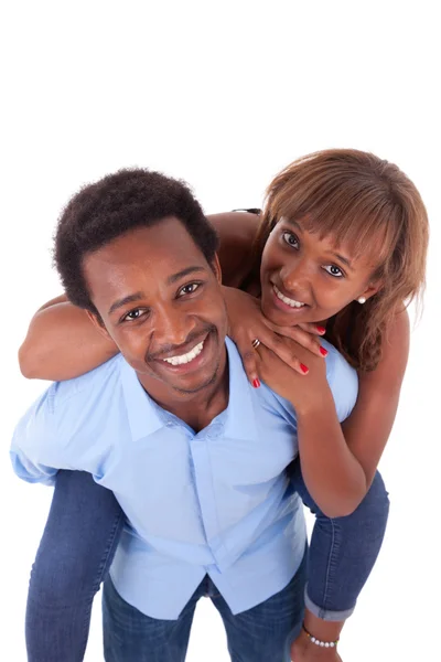 Afro-américain jeune couple jouer personnes noires — Photo