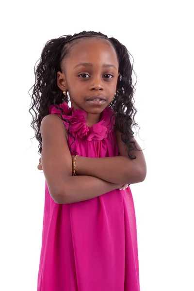 Little african american girl with folded arms - Black people — Stock Photo, Image