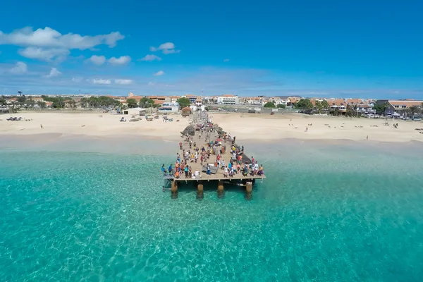 Flygfoto över stranden Santa Maria på Sal Kap Verde - Cabo Verde — Stockfoto