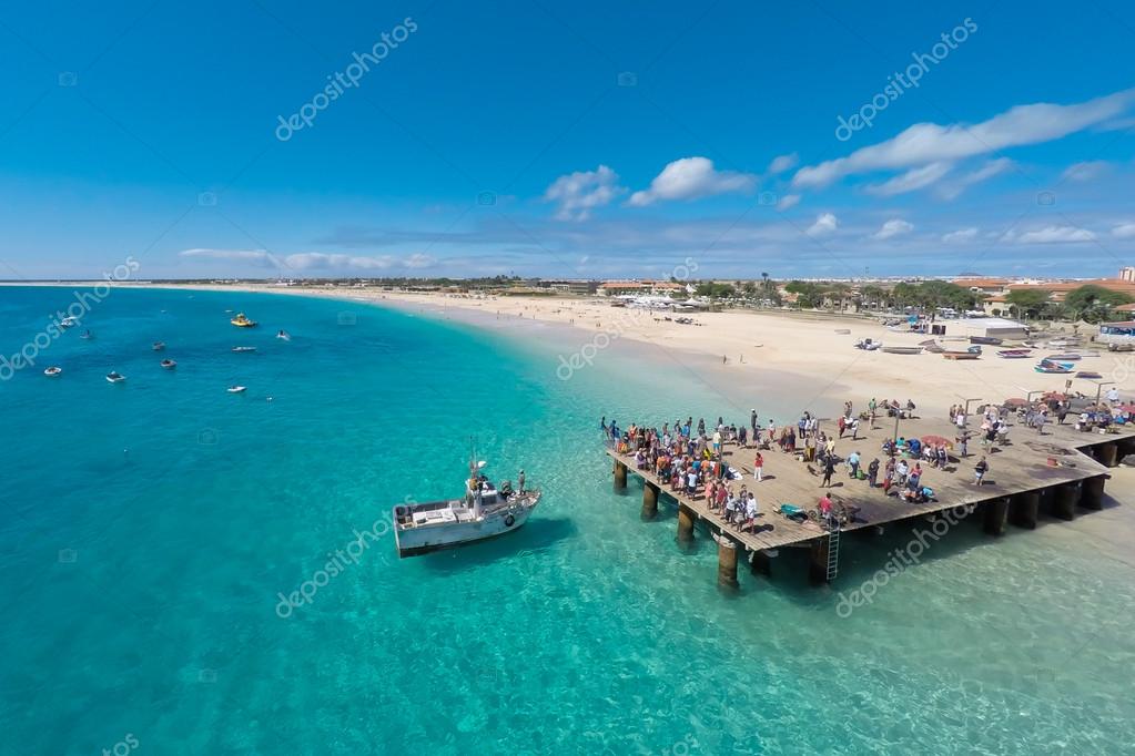 Vista aérea da praia de Santa Maria no Sal Cabo Verde - Cabo Verde — Fotografias de Stock ...