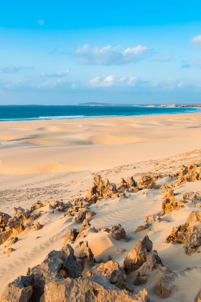 Sand dunes  in Chaves beach Praia de Chaves in Boavista Cape Ve — Stock Photo, Image