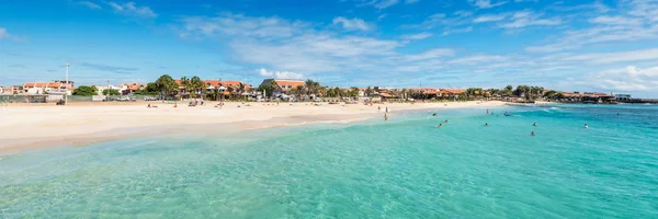 Panoramisch uitzicht over Santa Maria strand in Sal Cape Verde - Cabo Ver — Stockfoto