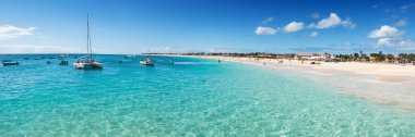 Panoramic view of Santa Maria beach in Sal Cape Verde - Cabo Ver clipart
