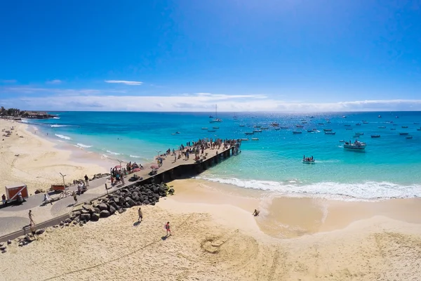Letecký pohled na pláže Santa Maria Kapverd Sal - Cabo Verde — Stock fotografie