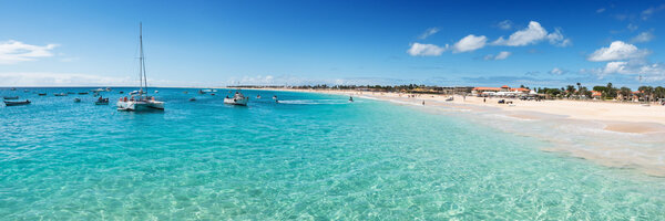 Panoramic view of Santa Maria beach in Sal Cape Verde - Cabo Ver