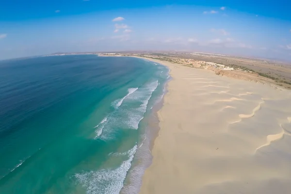 Aerial view on sand dunes in Chaves beach Praia de Chaves in Bo — Stock Photo, Image